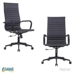 Kit 2 Cadeiras Office Giratória Manhattan Black Presidente PU Várias C