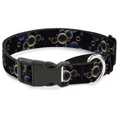 Buckle-Down Coleira para cachorro com estampa de blocos multicoloridos, 2,54 cm de largura, serve para pescoços de 28-43,18 cm - Médio