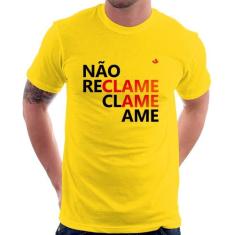 Camiseta Não reclame, clame, ame - Foca na Moda, Amarelo, M