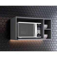 Armário Aéreo p/ Cozinha Americana Micro-ondas 80cm Cinza - Henn