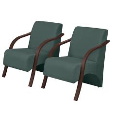 Kit 2 Poltronas Decorativas Vênus 1 Lugar Braço Pé Madeira D Salla Suede