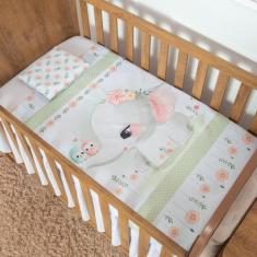 Jogo de Lençol 3 Peças Menino e Menina para Bebê - Miguel Baby, Elefan