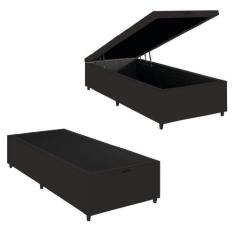 Cama Box Com Baú 0,96m Com 41cm De Altura Prince Preto Preto