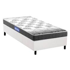 Cama Box Solteiro: Colchão Espuma Probel Guarda Costas Resistente + Base Crc Courano White(88X188)