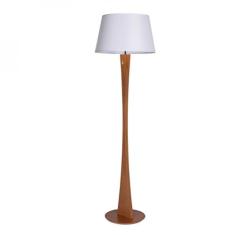 Luminária de Chão Delicata Castanho Cúpula Branca Madelustre, Bivolt