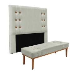 Cabeceira Cama Box Queen 160cm e Recamier Gênova Veludo S04 - D'Rossi,