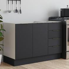 Balcão Pia 120cm sem Tampo com Rodapé Puxador 150mm Ipanema CabeCasa M