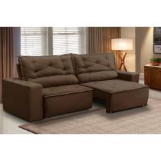 Sofá Retrátil e Reclinável 3 lugares com Molas 2,00m Livia Suede Marro