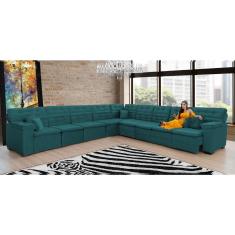 Sofá Magno 4.57x4.57m De Canto, Retrátil E Reclinável - Verde