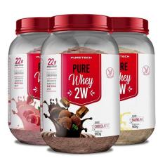 Kit 3x Whey Protein 2W 900g - PureTech-Unissex