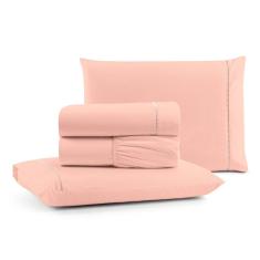 Jogo de Lençol King Mirante 100% Algodão 4 Peças - Rosa