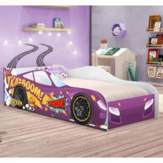 Cama Carro Kaboom Roxo Solteiro Com Colchão - Casa H