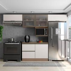 Cozinha Modulada 5 Peças 5 Portas 3 Gavetas Balcão com Tampo Etna - Po