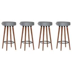 Kit 4 Banquetas Moderna Alta Roma Slim Cinza 70cm