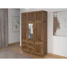 Guarda-roupa Solteiro com Espelho 7 Portas 2 Gavetas Fortaleza Ypê