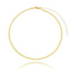 Gargantilha Choker Malha Fina Folheada Em Ouro 18k