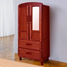 Guarda-Roupa Solteiro Bacuri 2 Portas 2 Gavetas com Espelho Marrom - Rodmóveis