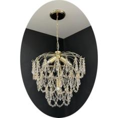 Lustre luminária cristal acrílico alto brilho pendente teto moderno sala quarto 42X65cm