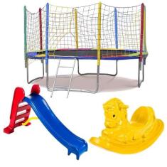 Cama Elástica Nacional Redonda 3,05m Resistente Piscina de Bolinhas 1,