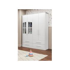 Guarda Roupas Bebe Moveis Peroba Charlo elo 04 portas MDF, Branco