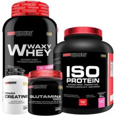 Kit Waxy Whey 2kg + Iso Protein 2kg+ Power Creatina 100g + Glutamina 1