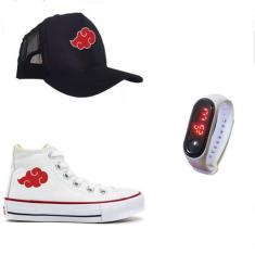 Kit Tênis Boné Relógio Do Naruto Nuvem Adulto Infantil - Milene Store,
