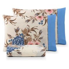 Jogo de cama King 3pç estampado ponto palito 100% algodão - SAFIRA ENX