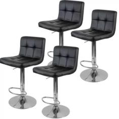 Kit 4 Banquetas Gomos Preta - UNIVERSAL MIX