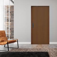 Kit Porta De Madeira 210X82Cm Batente 11Cm Fechadura Bola Para Interna Imbuia