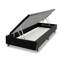 Base Box Para Colchão De Solteiro Mga Lift Cotton Com Baú E Pistão à Gás - 39x88x188cm Preto