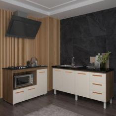 Balcão Cozinha Gabinete de Pia 160 cm Estela e Balcão Para Fogão Cookt