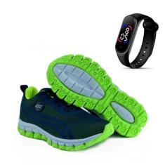 Kit Tênis Lege 23 Infantil para Escola e Dia a Dia + Relógio Led, Azul