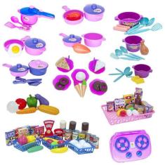Cozinha Infantil  Fogão Mercado Completo Doceria Legume 102p - Altimar
