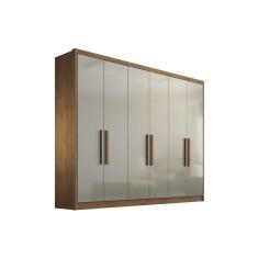 Guarda Roupa Modulado Casal Rizon 6 Portas de Bater 6 Gavetas MDF Freijó Cumaru c- Fendi Móveis Novo Horizonte