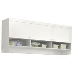 Guarda Roupa Infantil Aéreo Eloisa 3 Portas 100% MDF Branco Brilho Phoenix Baby
