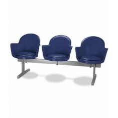 Cadeira Em Longarina 3 Lugares Polipropileno Moon Azul