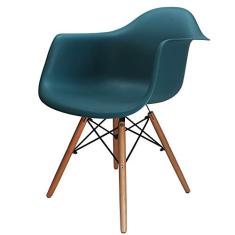Cadeira Charles Eames Wood Com Braço - Marca Inovartte - Cor Turquesa