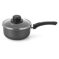 Multiflon Panela Aluminio Antiaderente 16 Centímetros com Tampa de Vidro Grafite Gourmet Resistente Durável e Saudável