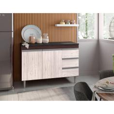 Balcão Gabinete Para Cozinha Andréia 120 cm com Tampo 