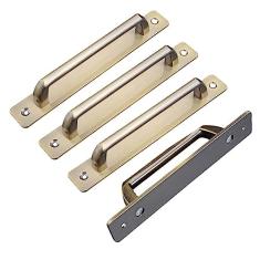 LFWATAXY Puxador de armário de latão antigo escovado, 4 peças, puxadores vintage retrô de liga de zinco de latão antigo, ferragens de móveis retrô para cômoda de cozinha, armário de guarda-roupa