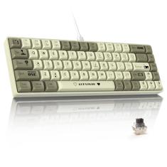 ATTACK SHARK AK680 Teclado Mecânico 60% com Fio, Hot-Swappable, RGB, Impressão UV, Controle de Som EVA, Anti-Ghosting, Programável, Switch Brown para Windows/Mac,Cinza e Branco