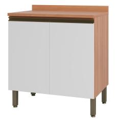 Balcão de Cozinha com Tampo Macadâmia 2 Portas Freijó/Branco - Thela