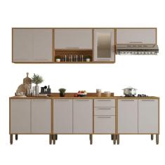 Cozinha Compacta Cooktop 12 Portas 2 Gavetas Paris Sallêto Cinamomo Com Off White