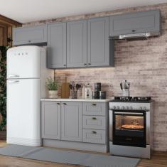 Cozinha Compacta 4 Peças Com Duplo Aéreo Emily Cinza/calcare