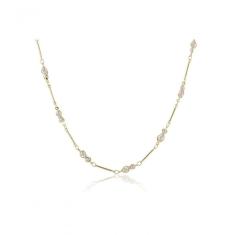 Colar Choker Com Mini Pérolas Na Corrente Folheado Em Ouro 18k [f027]