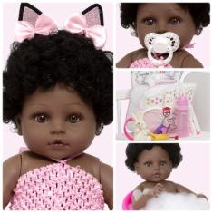 Boneca Reborn Barata Morena Cacheada Bailarina Completa Fofa - Cegonha