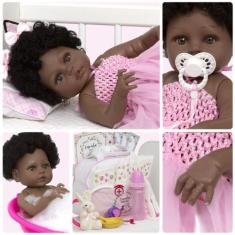 Bebe Reborn Realista Negra Coelhinha Pelúcia Envio Imediato - Cegonha 