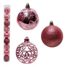 Kit 27 Bolinhas De Natal Mista 6cm Enfeites Natalino - Rio Master, Ros