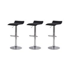 Kit 3 Banquetas Tóquio Belo Horizonte Preta Base Giratória A - Waw Des