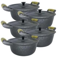 Jogo 5 Panela Caçarola 20 Cm Alumínio Batido Craqueada - Okayshop